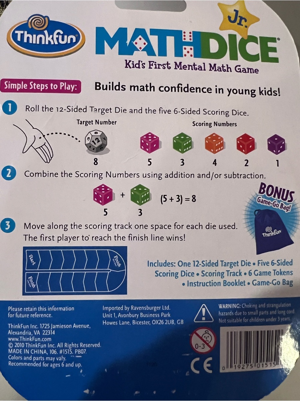 Jr. Math Dice Kids Learning Game - Multicolor - Picture 2 of 2
